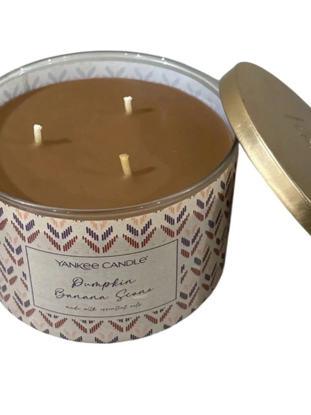 Yankee Candle 3 Wick Jar Tumbler 18oz Pumpkin Banana Scone Retired Rare